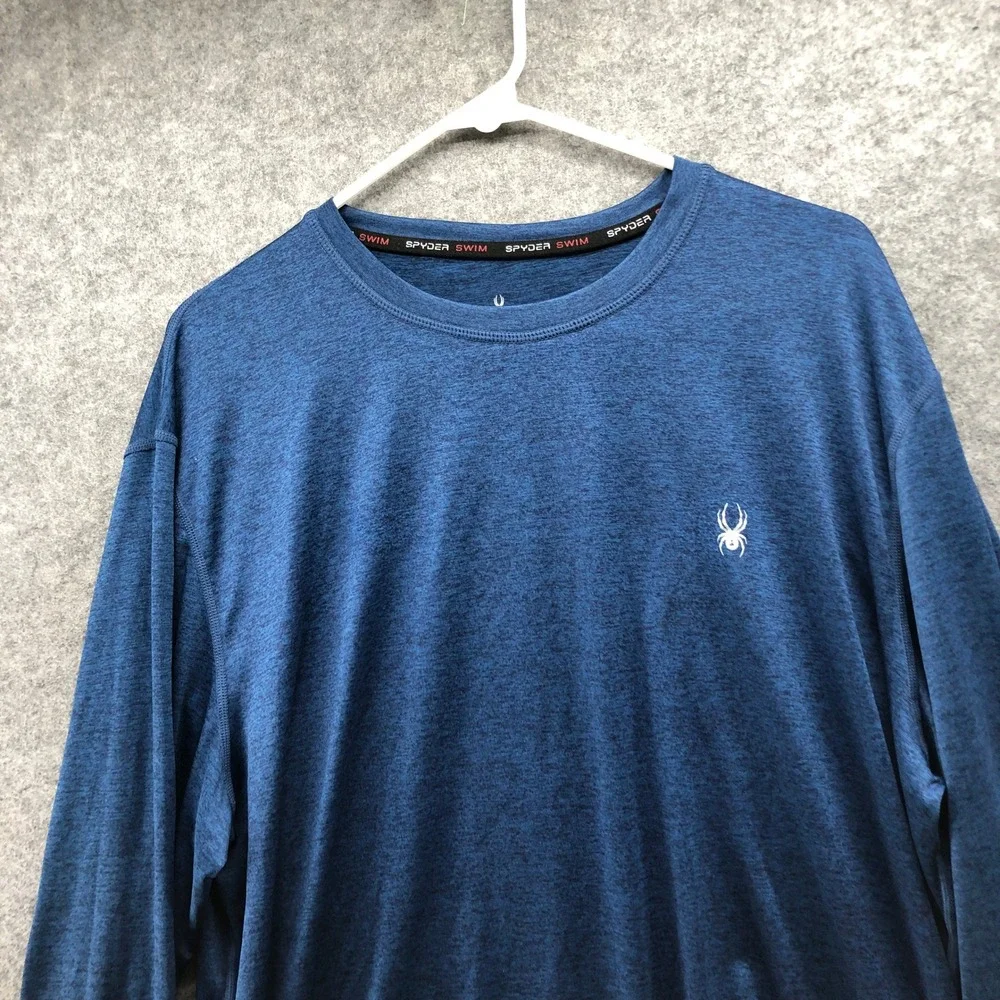 Spyder Swim Rash Guard Shirt Mens Large Blue Heathered Long Sleeve UPF 50 Surf